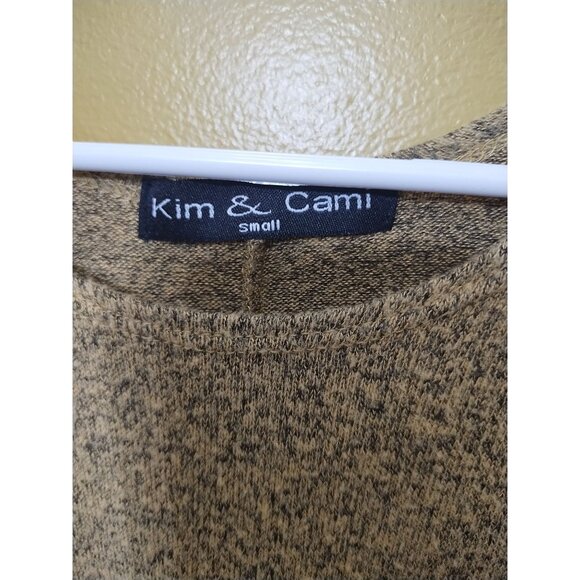 Kim & Cami Lightweight 3/4 Sleeve Dolman Sweater S Camel with Black Specks - Picture 2 of 6